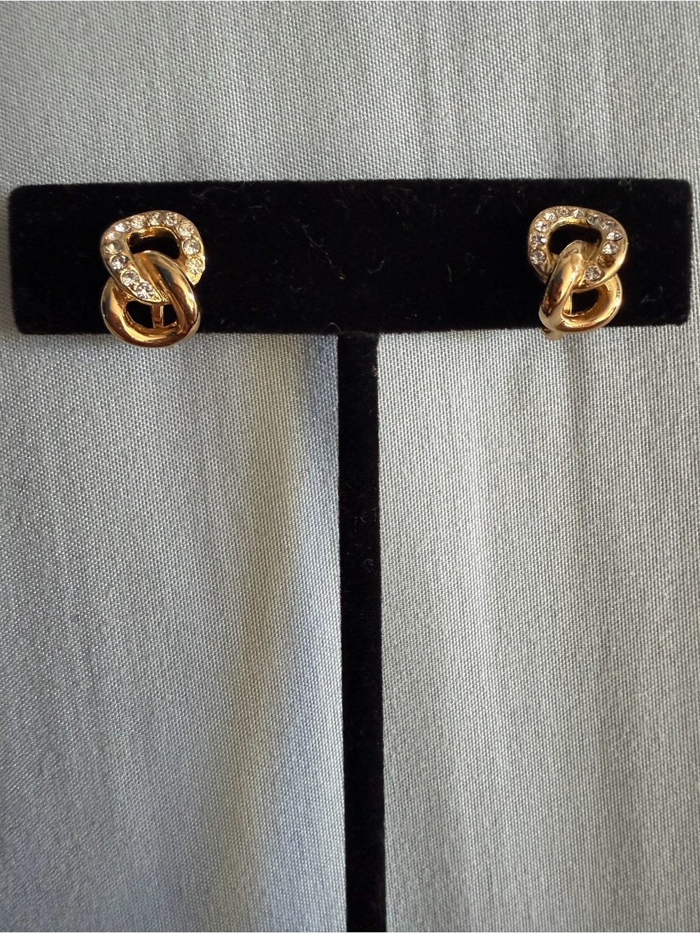 Dior Gold-Tone Knot Stud Earrings with Crystal Accents - Women Jewelry